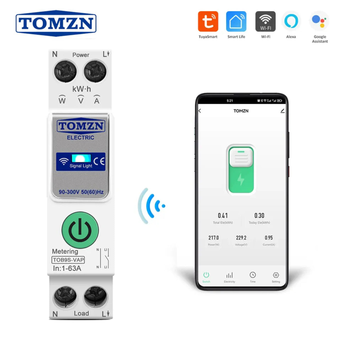 TOMZN SMART WIFI BREAKER 8 in 1 TOB9S-VAP Energy Hub TOMZN SMART WIFI BREAKER 8 in 1 TOB9S-VAP Energy Hub