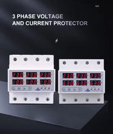 3 Phase 63A 100A Din rail adjustable Over Under Voltage current limit protection Relay Protector SYN ASYNC Synchronous Asynchronous