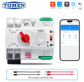 TOMZN TUYA SmartLife WIFI Smart ATS Dual Power Automatic Transfer Selector Switch Uninterrupted 2P 230V 125A