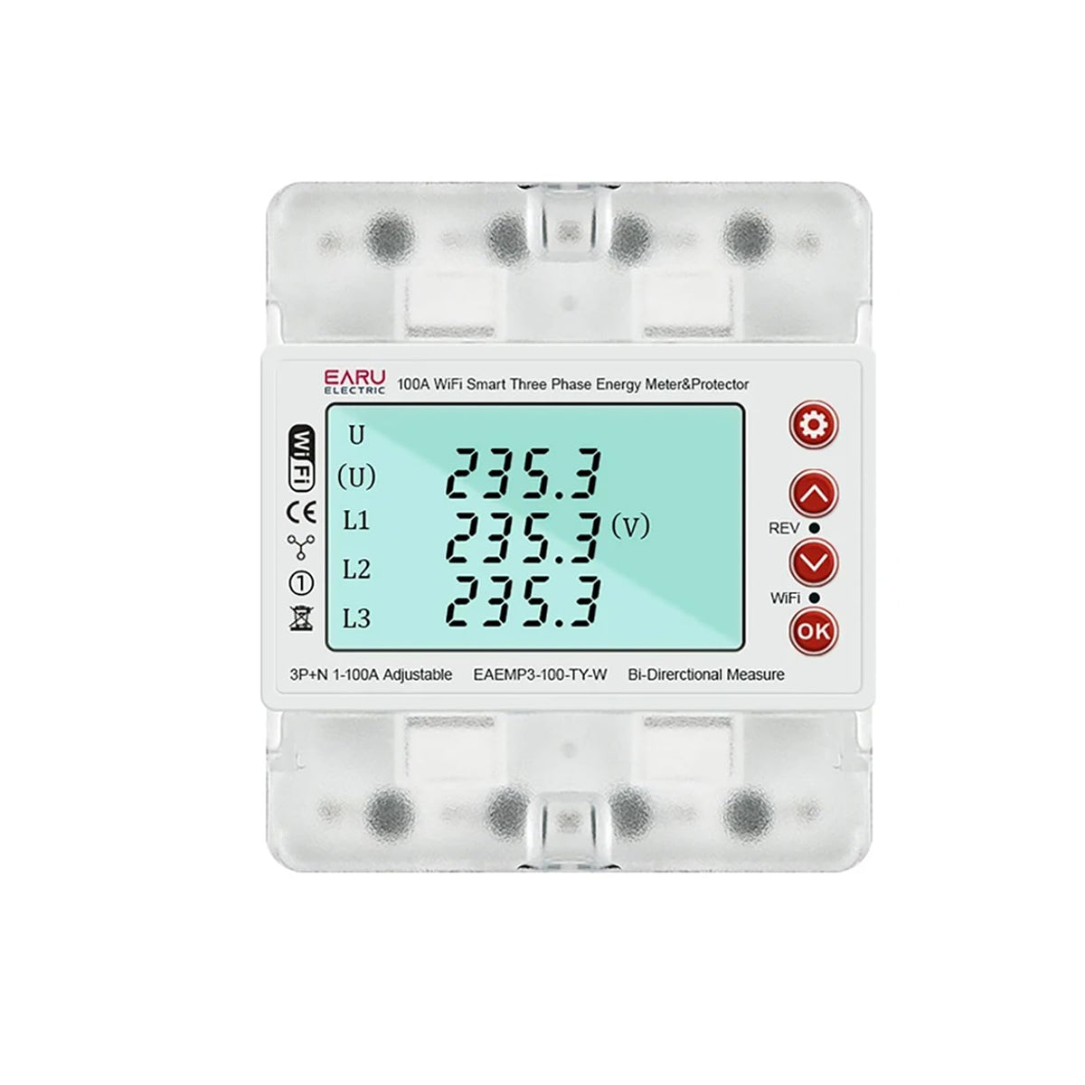EARU 3-Phase 380V 100A Tuya WiFi Smart Bidirectional Energy Meter