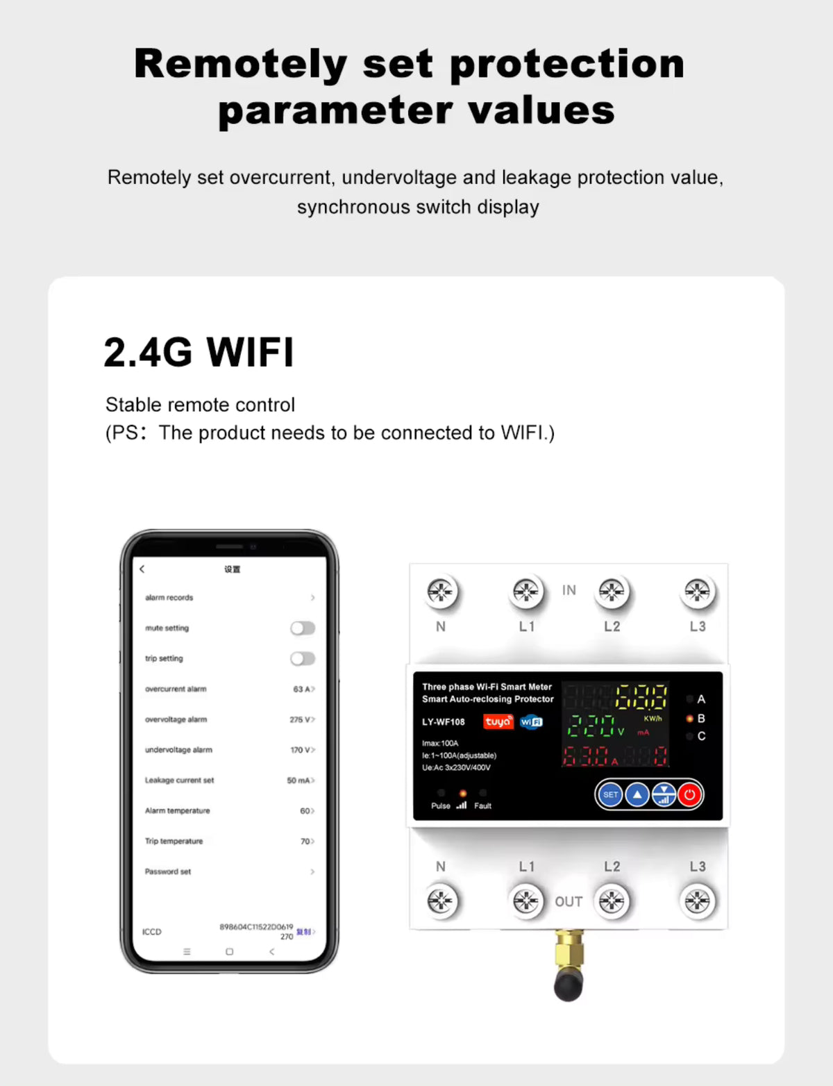 LIEW 4P 100A Tuya WiFi 3-Phase Smart Protector & Energy Meter