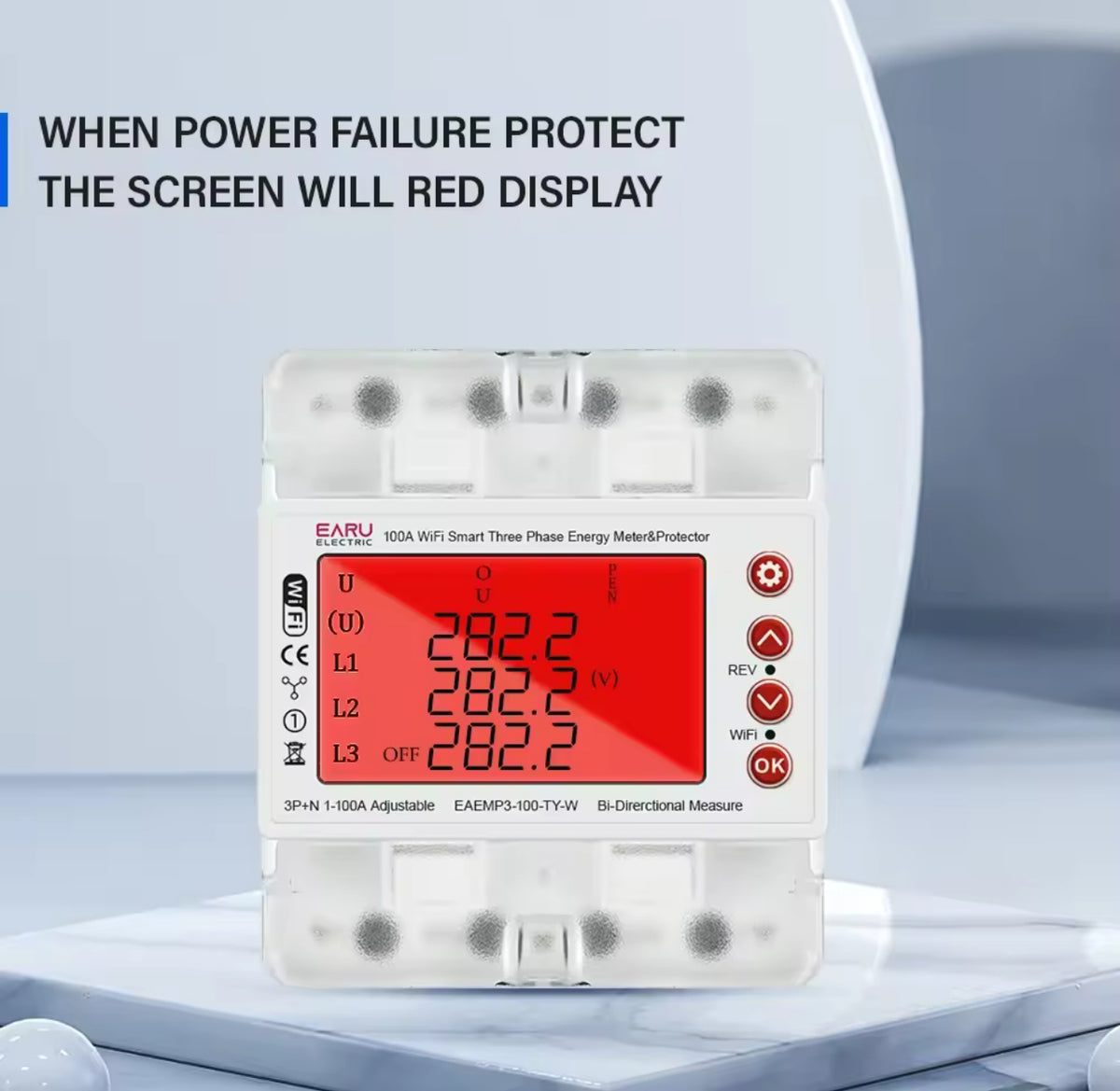 EARU 3-Phase 380V 100A Tuya WiFi Smart Bidirectional Energy Meter