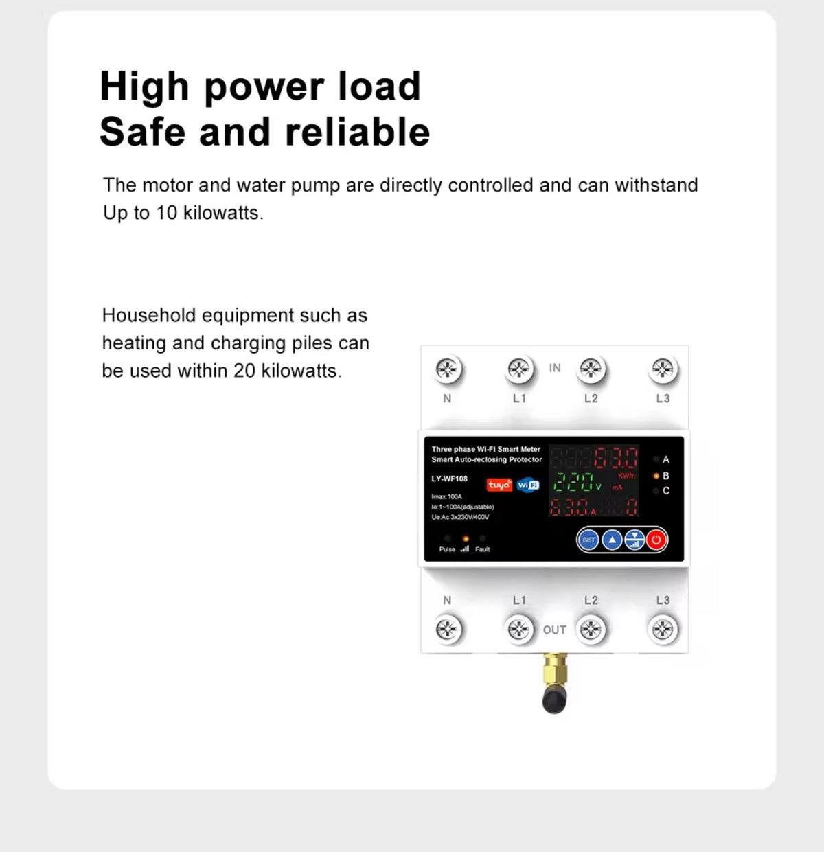 LIEW 4P 100A Tuya WiFi 3-Phase Smart Protector & Energy Meter