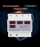 63A 3 phase 3P+N Din rail Auto phase selector adjustable Over and Under Voltage current protection Monitor Relays Protector