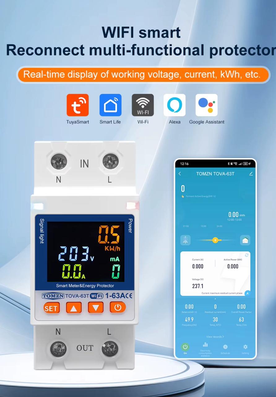 TOMZN TOVA-63T Smart WiFi Breaker 10-in-1 with Memory Relay