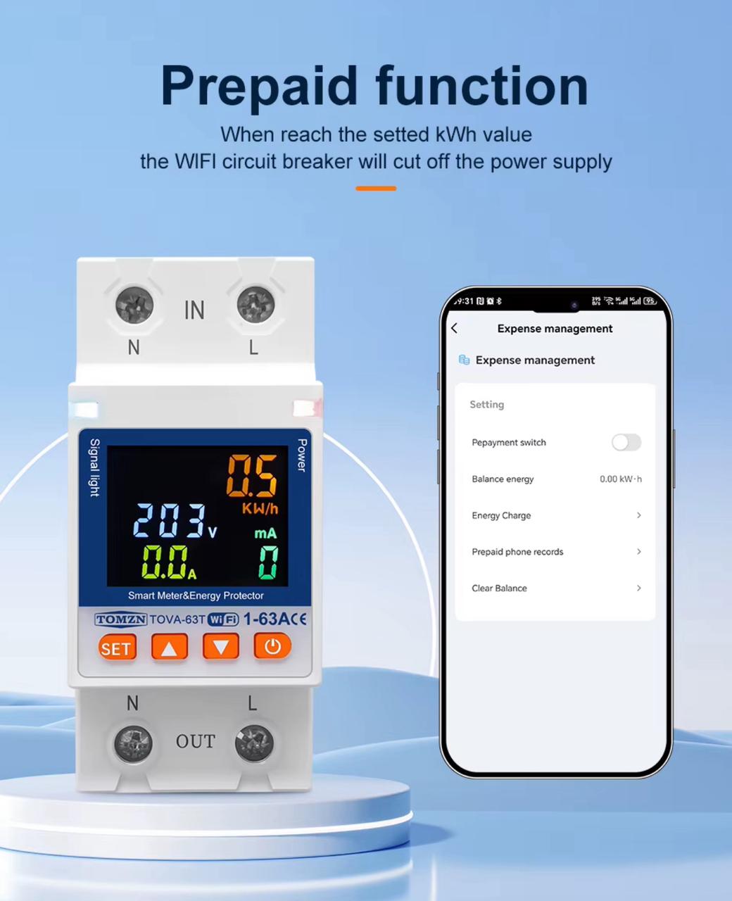 TOMZN TOVA-63T Smart WiFi Breaker 10-in-1 with Memory Relay