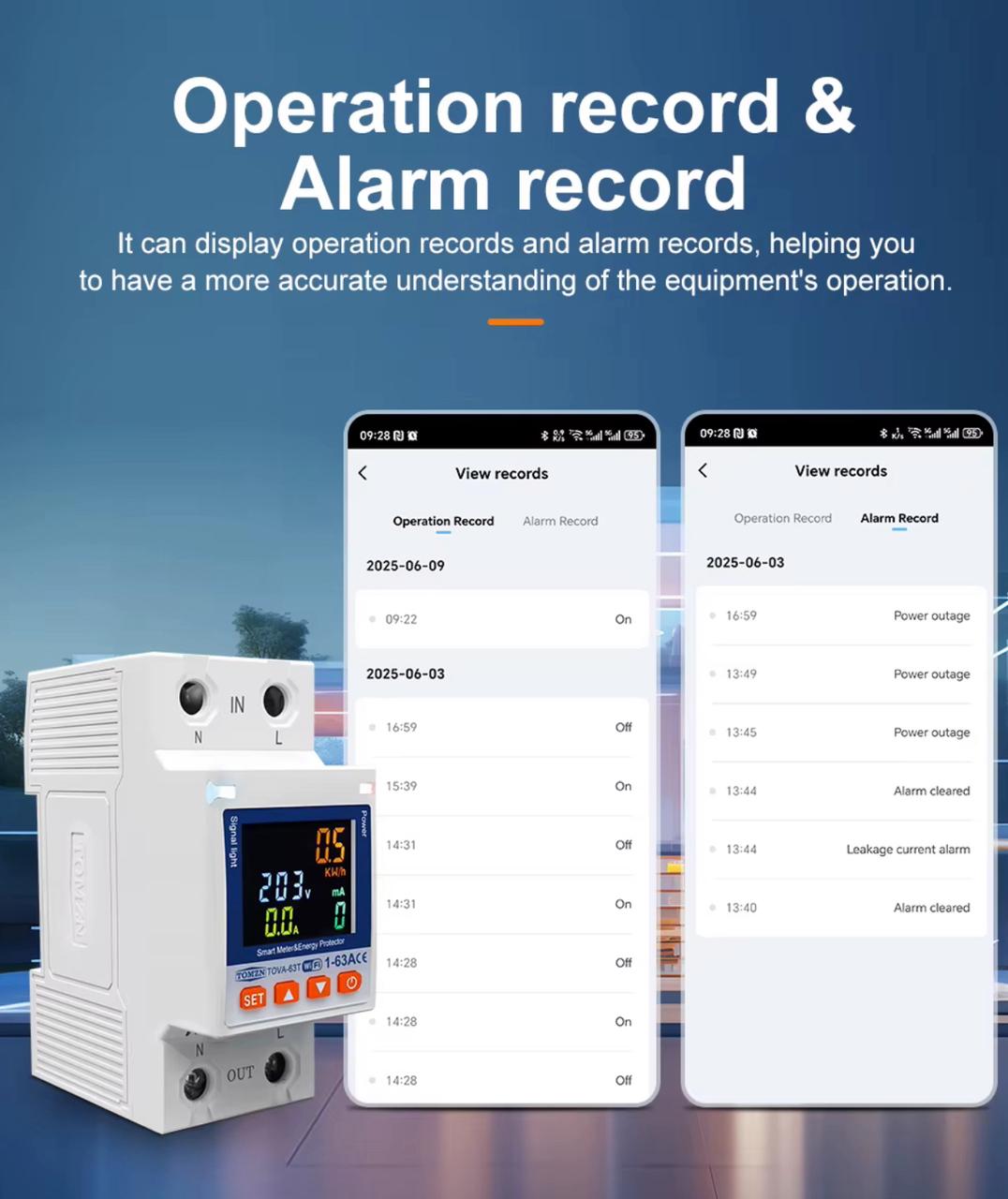 TOMZN TOVA-63T Smart WiFi Breaker 10-in-1 with Memory Relay