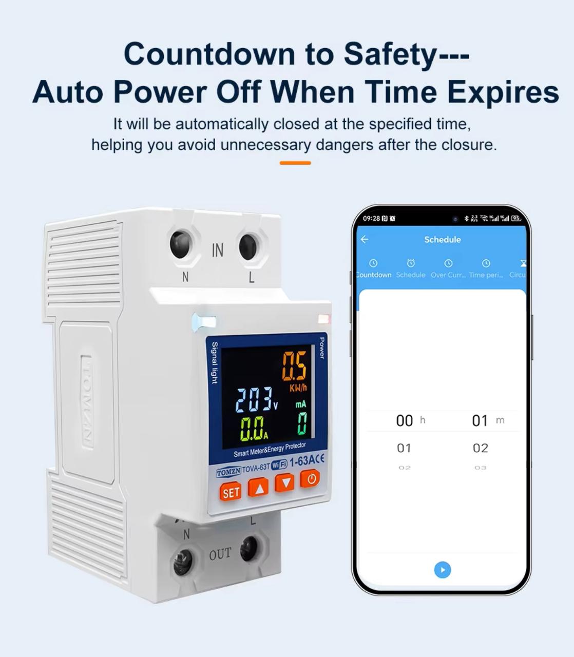 TOMZN TOVA-63T Smart WiFi Breaker 10-in-1 with Memory Relay