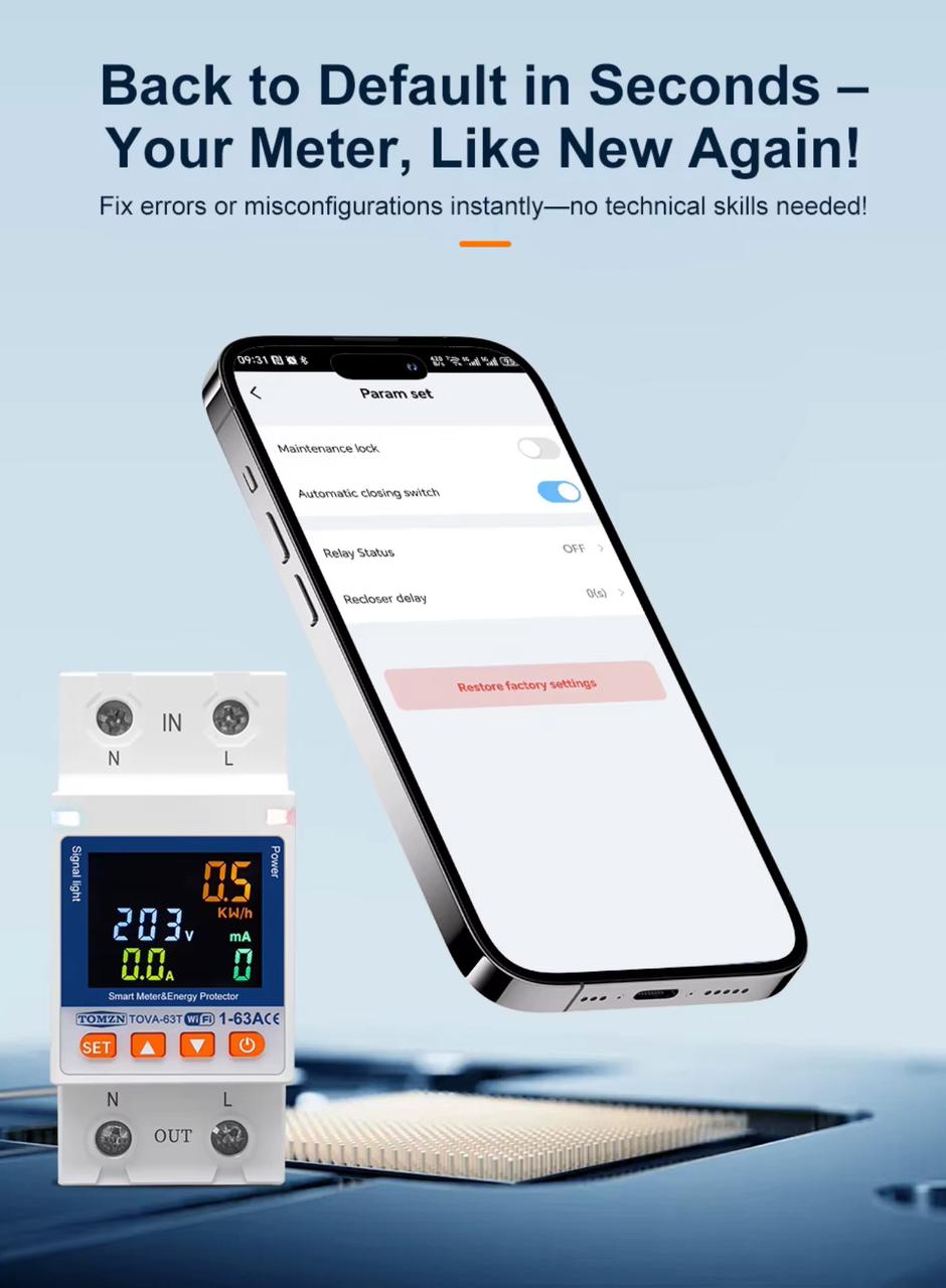 TOMZN TOVA-63T Smart WiFi Breaker 10-in-1 with Memory Relay