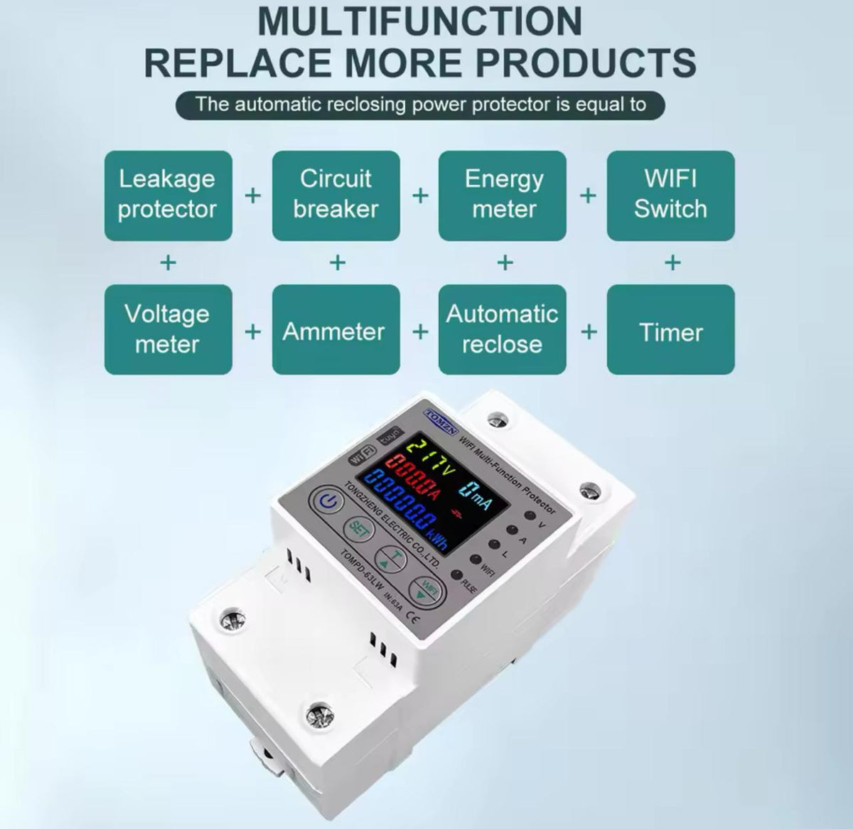 TOMZN TOMPD-63LW Smart WiFi Breaker 10-in-1 63A with App Control