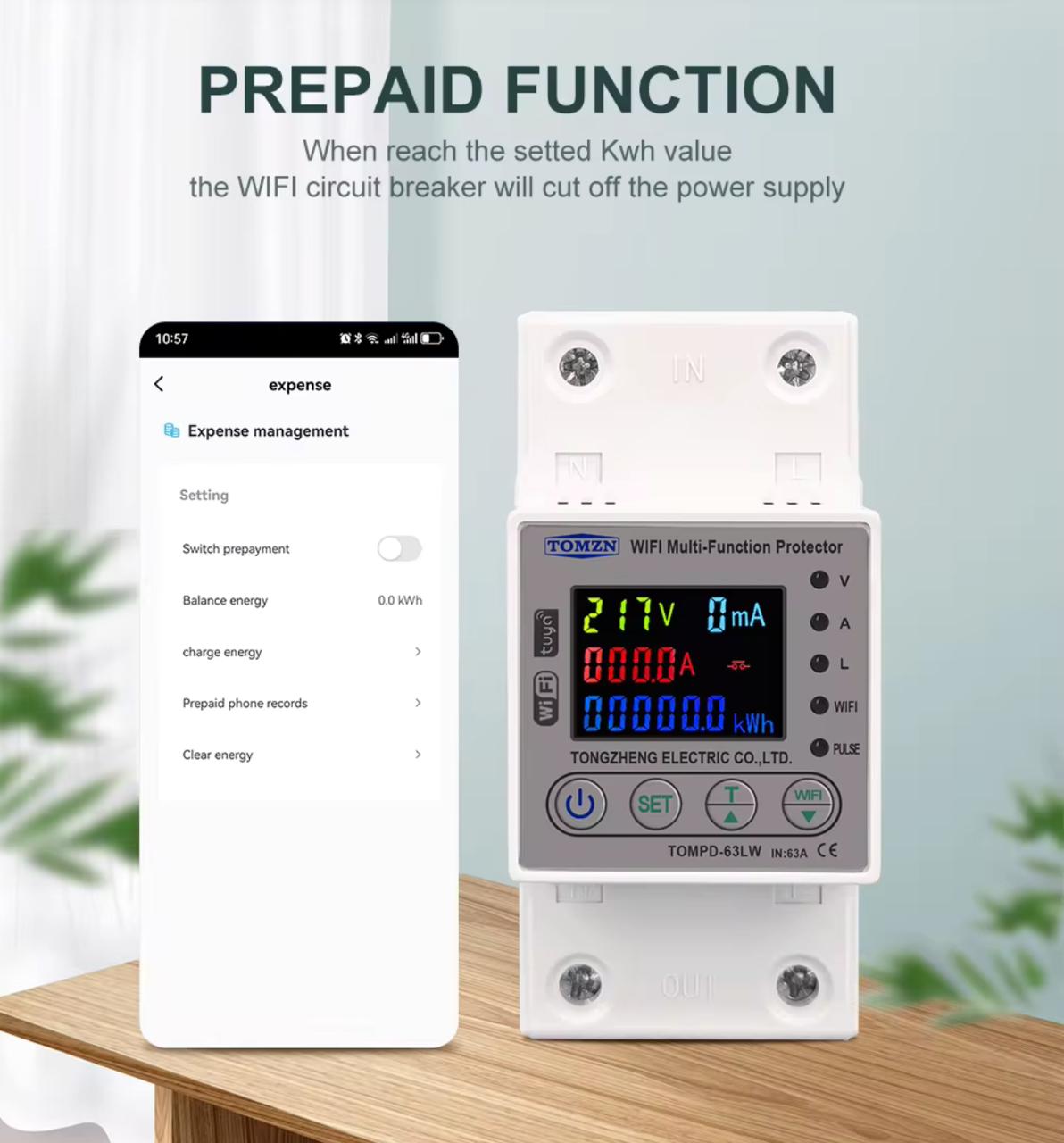 TOMZN TOMPD-63LW Smart WiFi Breaker 10-in-1 63A with App Control